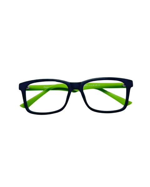 Armazón Óptico Rectangular Deportivo Negro y Verde Lima | Montura Acetato Unisex Juvenil